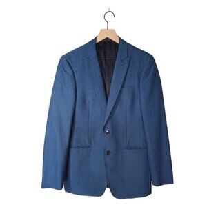 CALVIN Klein Blue Wool Mohair Exteme Slim Fit Single Breasted Blazer Sz 38R